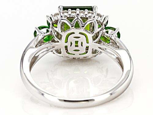 2.56ctw Mixed Shapes Chrome Diopside with .17ctw White Zircon Rhodium Over Silver Ring - Size 9