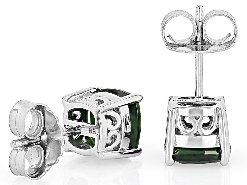 2.67CTW SQUARE CUSHION RUSSIAN CHROME DIOPSIDE RHODIUM OVER STERLING SILVER EARRINGS