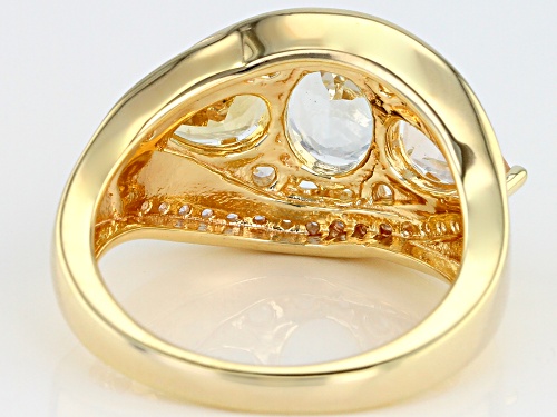 2.52ctw Aquamarine, Yellow Beryl, Morganite & White Zircon 18k Gold Over Sterling Silver Ring - Size 8