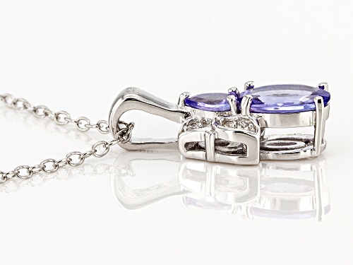 .78CTW OVAL AND PEAR SHAPE TANZANITE WITH .03CTW WHITE ZIRCON RHODIUM OVER  SILVER PENDANT/CHAIN