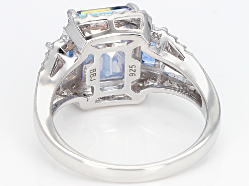 2.25ct blue petalite with .51ctw lab blue spinel and .30ctw white zircon rhodium over silver ring - Size 9