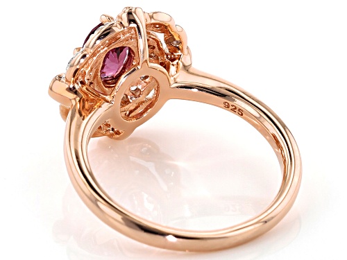 .96ctw Blush Color Garnet, White Zircon & 2 Champagne Diamond Accents 18k Rose Gold Over Silver Ring - Size 9