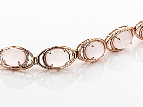 9X7mm oval rose quartz 18k rose gold over sterling silver bracelet - Size 8