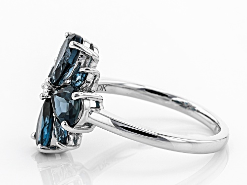 2.99ctw Pear Shape & Marquise London Blue Topaz Rhodium Over Sterling Silver Ring - Size 7