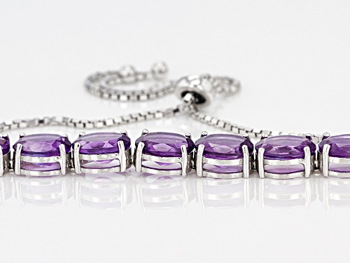 10.15ctw African Amethyst Rhodium Over Sterling Silver Bolo Bracelet Adjusts Approximately 6