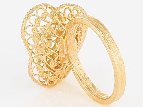 Artisan Collection Of Turkey™ 18k Yellow Gold Over Sterling Silver Floral Ring - Size 10