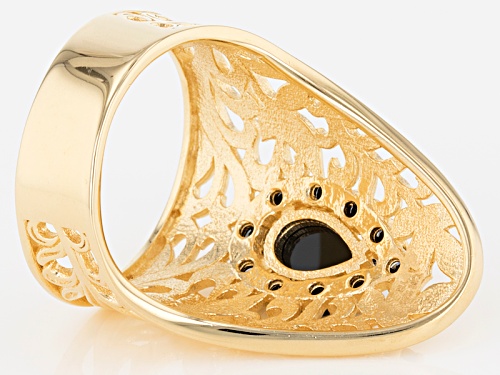 Artisan Collection Of Turkey™ 1.75ctw Pear Shape And Round Black Spinel 18k Gold Over Silver Ring - Size 6