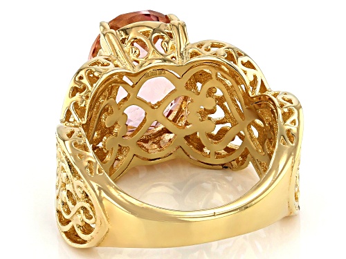 Artisan Collection of Turkey™ 5.69ct morganite color quartz 18k yellow gold over silver ring - Size 9