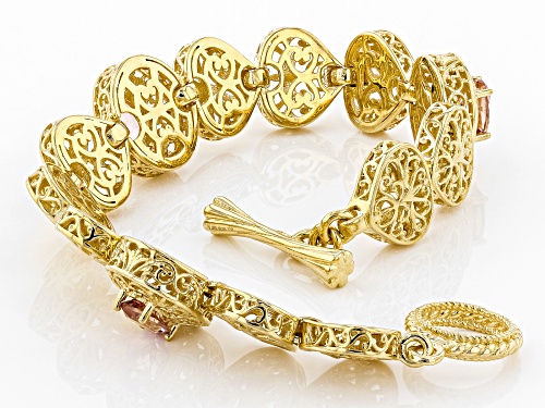 Artisan Collection of Turkey™ 4.50ct oval morganite color quartz 18k gold over silver bracelet - Size 7.5