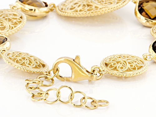 Artisan Collection of Turkey™ 10.00ctw cognac quartz 18K yellow gold over sterling silver bracelet - Size 8