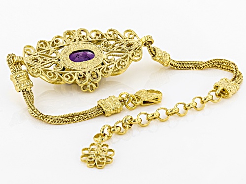 Artisan Collection of Turkey™ 8.00ct oval amethyst 18k yellow gold over sterling silver bracelet - Size 8