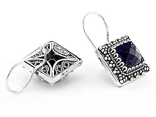 Artisan Collection of Turkey™ 6.50ctw Square Cushion Blue Sapphire Solitaire Silver Drop Earrings