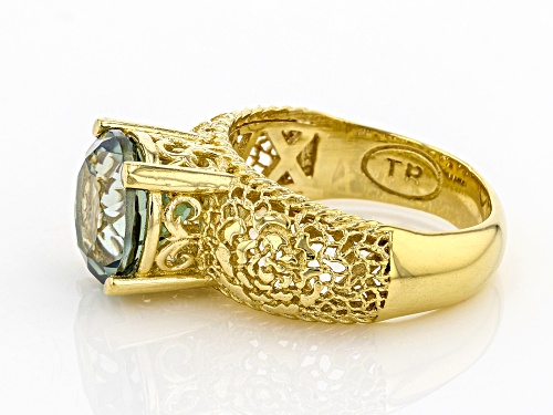 Artisan Collection Of Turkey™ Green Quartz 18K Yellow Gold Over Silver Rose A La Turca Ring - Size 10