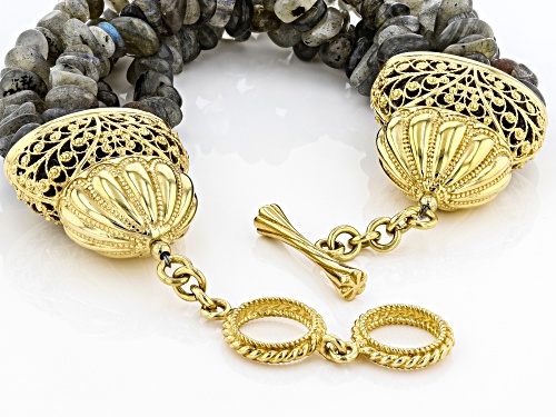 Artisan Collection Of Turkey™ Free-Form Labradorite Nugget 18K Gold Over Silver 4-Strand Bracelet - Size 8.5