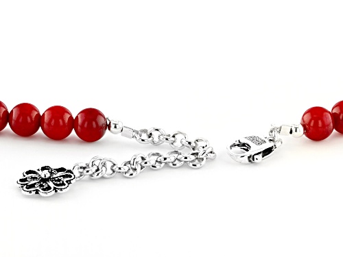 Artisan Collection Of Turkey™ Graduated 6-10mm Round Red Coral Sterling Silver Bead Necklace - Size 19