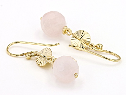 Artisan Collection of Turkey™ 10mm Rose Quartz 18k Yellow Gold Over Sterling Silver Earrings