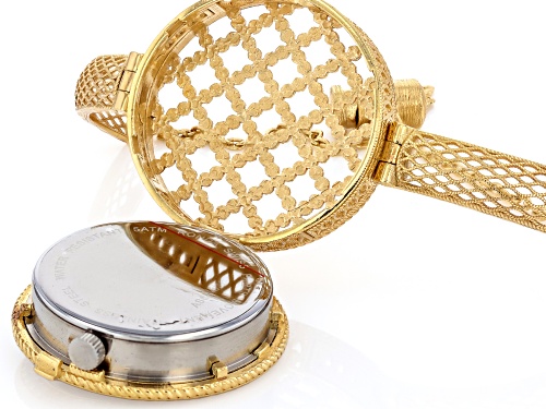 Artisan Collection of Turkey™ Pink Mother-Of-Pearl 18k Gold Over Bronze with Cubic Zirconia Watch