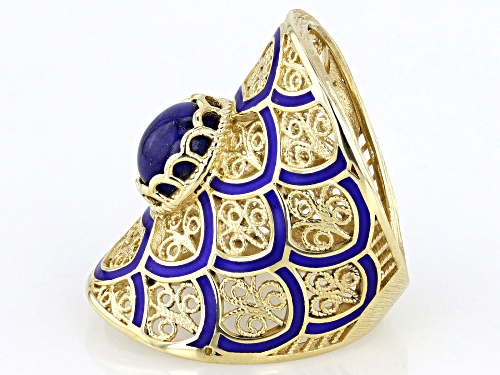 Artisan Collection of Turkey™ 8mm Blue Lapis & Enamel 18K Gold Over Sterling Silver Ring - Size 8