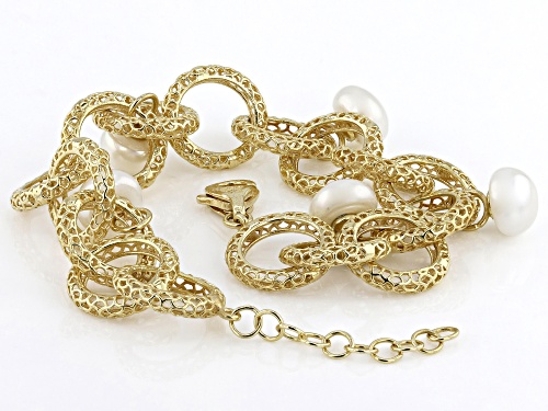 Artisan Collection of Turkey™ Cultured Freshwater Pearl 18K Gold Over Sterling Silver Bracelet - Size 7