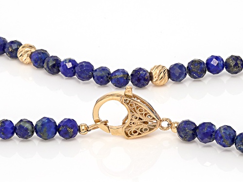 Artisan Collection of Turkey™6mm Beaded Lapis Lazuli 18K Yellow Gold Over Sterling Silver Necklace - Size 18