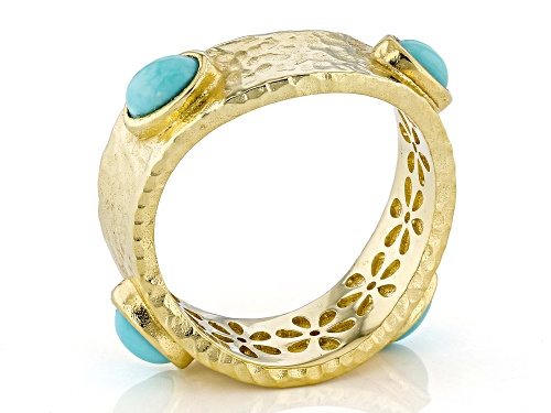 Artisan Collection of Turkey™ 3x5mm Blue Turquoise 18K Yellow Gold Over Sterling Silver Band Ring - Size 6
