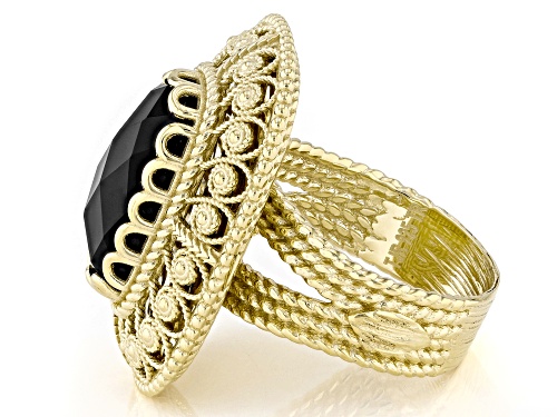 Artisan Collection of Turkey™ 15x8mm Black Onyx 18K Gold Over Sterling Silver Solitaire Ring - Size 8