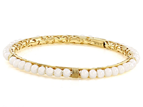 Artisan Collection of Turkey™ Cultured Freshwater Pearl 18K Gold Over Silver Bangle Bracelet - Size 7.5