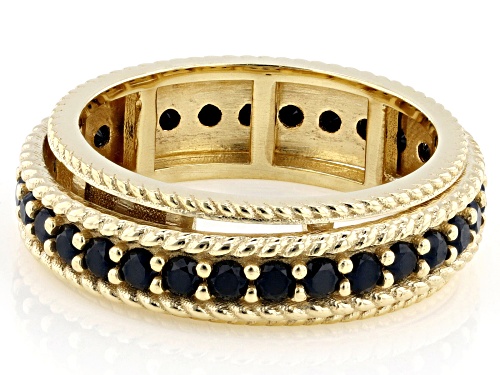 Artisan Collection of Turkey™ Black Spinel 18K Gold Over Sterling Silver Spinner Ring - Size 7