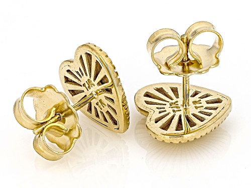 Artisan Collection of Turkey™ 0.12ctw White Zircon 18K Gold Over Sterling Silver Heart Earrings