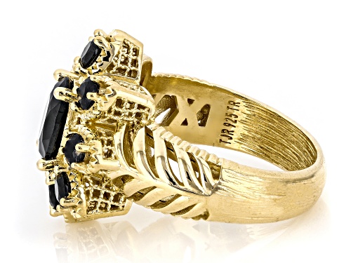 Artisan Collection of Turkey™ 1.53ctw Black Spinel 18K Gold Over Sterling Silver Floral Ring - Size 10