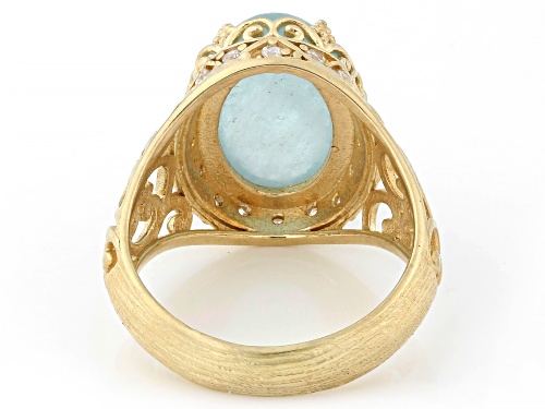 Artisan Collection of Turkey™ 14x10mm Aquamarine With Bella Luce® 18K Gold Over Silver Ring - Size 7