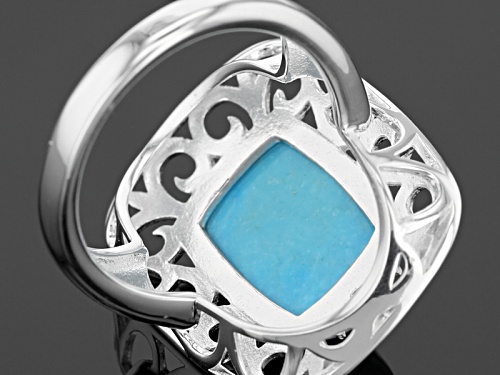 14x10mm Square Cushion Sleeping Beauty Turquoise Sterling Silver Ring - Size 5