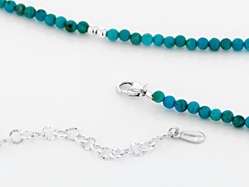 2-3.5mm Round Sleeping Beauty Turquoise Sterling Silver Bead Necklace - Size 22