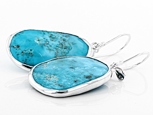 Free Form Sleeping Beauty Turquoise Sterling Silver Dangle Earrings