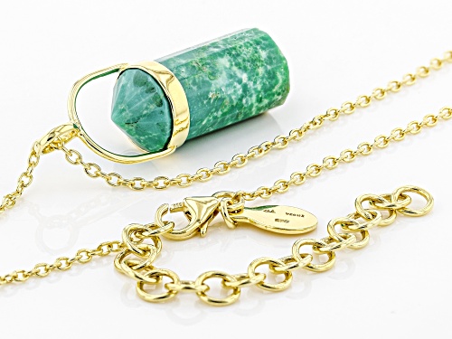 26x10mm Green Kingman Turquoise 18k Gold Over Silver Pendant With Chain
