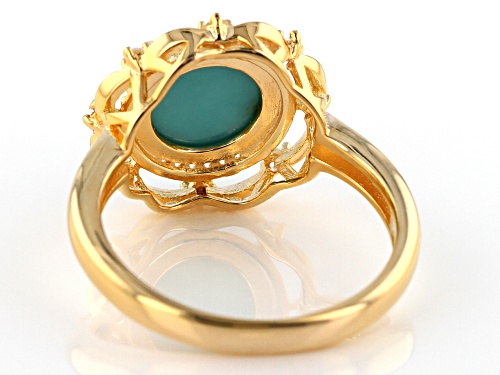 Sleeping Beauty Turquoise and White Topaz 18k Gold Over Silver Ring - Size 10