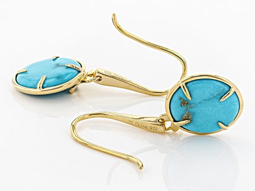 Tehya Oyama Turquoise™ 12mm Round Sleeping Beauty Turquoise 18k Gold Over Silver Earrings