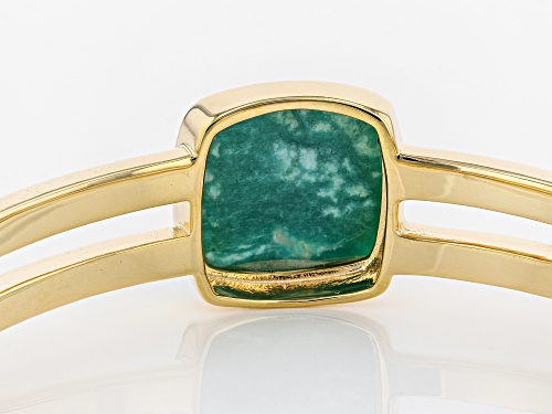 Tehya Oyama Turquoise™ 18mm Square Cushion Green Kingman Turquoise 18k Gold Over Silver Cuff