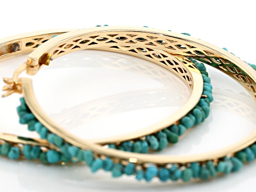 Tehya Oyama Turquoise™ Free-Form Kingman Turquoise Nugget 18k Gold Over Silver Hoop Earrings