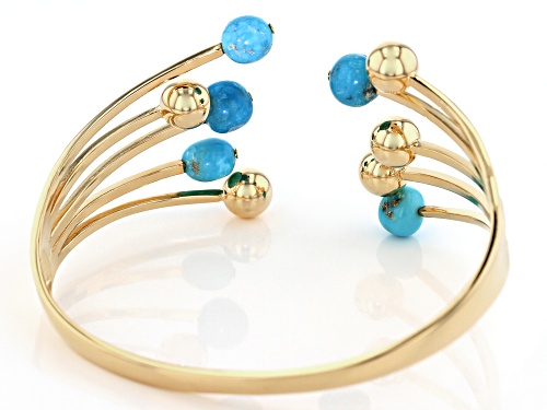 Tehya Oyama Turquoise™ 6-8mm Nugget Sleeping Beauty Turquoise 18k Gold Over Silver Cuff Bracelet - Size 8