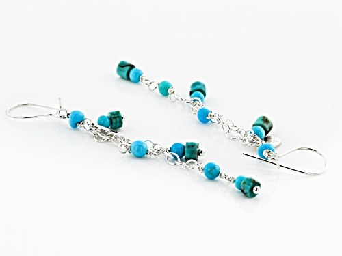 Tehya Oyama Turquoise™ Blue Sleeping Beauty & Green Kingman Turquoise Silver Dangle Earrings