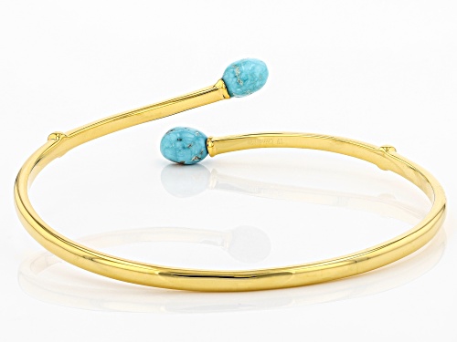 7-8mm Free-Form Sleeping Beauty Turquoise 18K Gold Over Silver Bracelet - Size 7.5