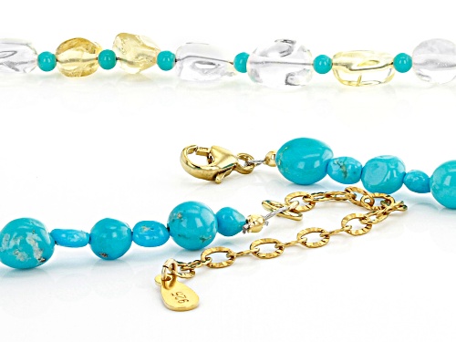 Tehya Oyama Turquoise™ Turquoise With Canary Yellow Quartz 18k Gold Over Silver Necklace - Size 18