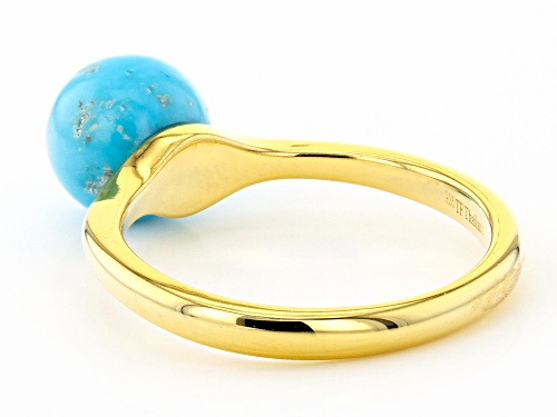 Sleeping Beauty Turquoise, Cubic Zirconia 18k Gold Over Silver Ring - Size 7