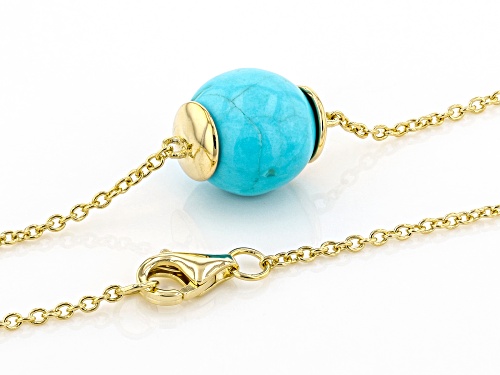 Sleeping Beauty Turquoise, Cubic Zirconia 18K Gold Over Silver Necklace - Size 18