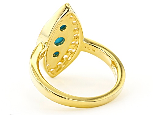 Sleeping Beauty Turquoise, 0.12ctw Cubic Zirconia 18K Gold Over Silver Ring - Size 8