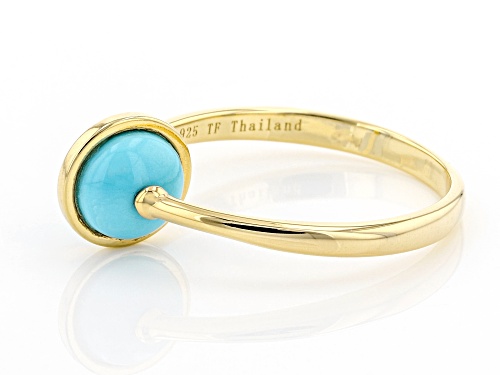 7mm Round Blue Kingman Turquoise 18K Gold Over Silver Spinner Ring - Size 9