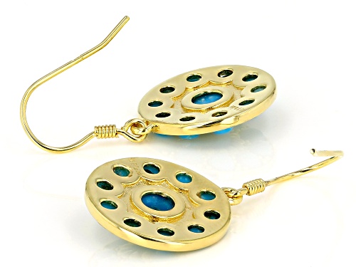 Blue Kingman Turquoise 18K Gold Over Silver Disc Earrings