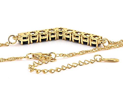 2.44ctw Round Black Spinel 18k Yellow Gold Over Sterling Silver Chevron Necklace - Size 18