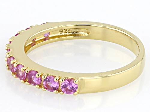 0.68ctw Round Lab Created Pink Sapphire 18k Yellow Gold Over Sterling Silver Band Ring - Size 8